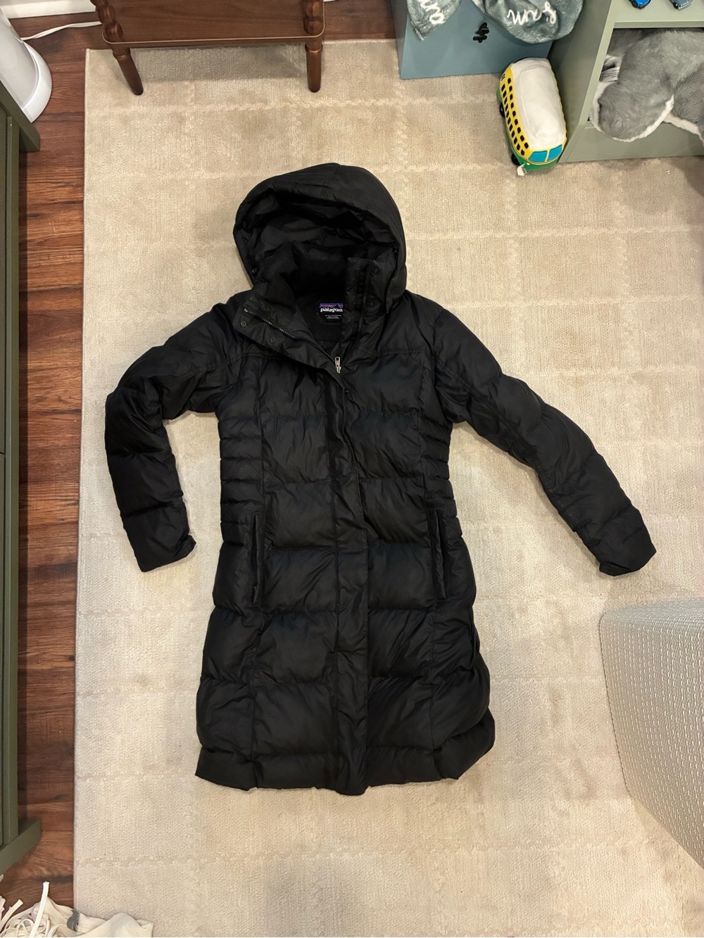 Patagonia Women’s Black Hooded Long Down Jacket